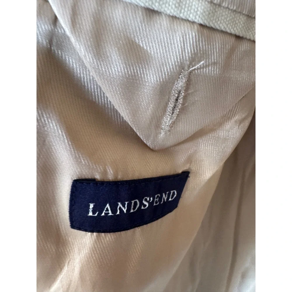 Lands End Mens Khaki Tan 100% Cotton Canvas 2 Button Blazer Sport Coat 42R